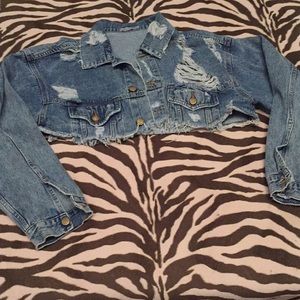 LF Stores Carmar brand distressed jean jacket